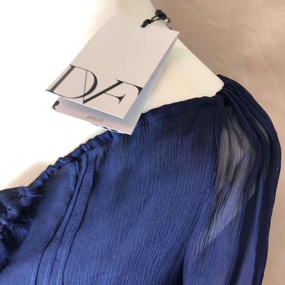 Diane Von Furstenberg navy sexy sheer silk blouse - Picture 3 of 9